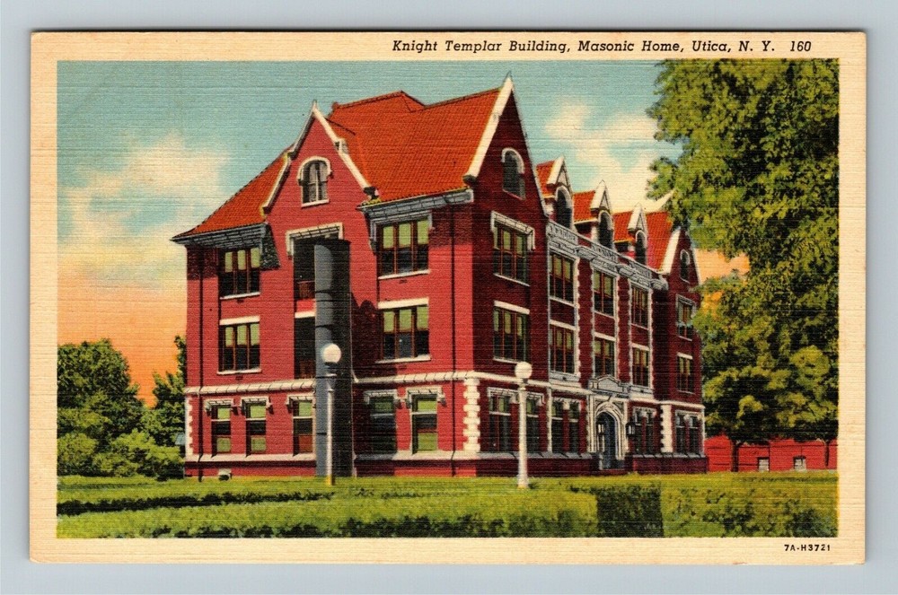 Utica NY-New York, Knight Templar Building, Masonic Home Vintage Postcard