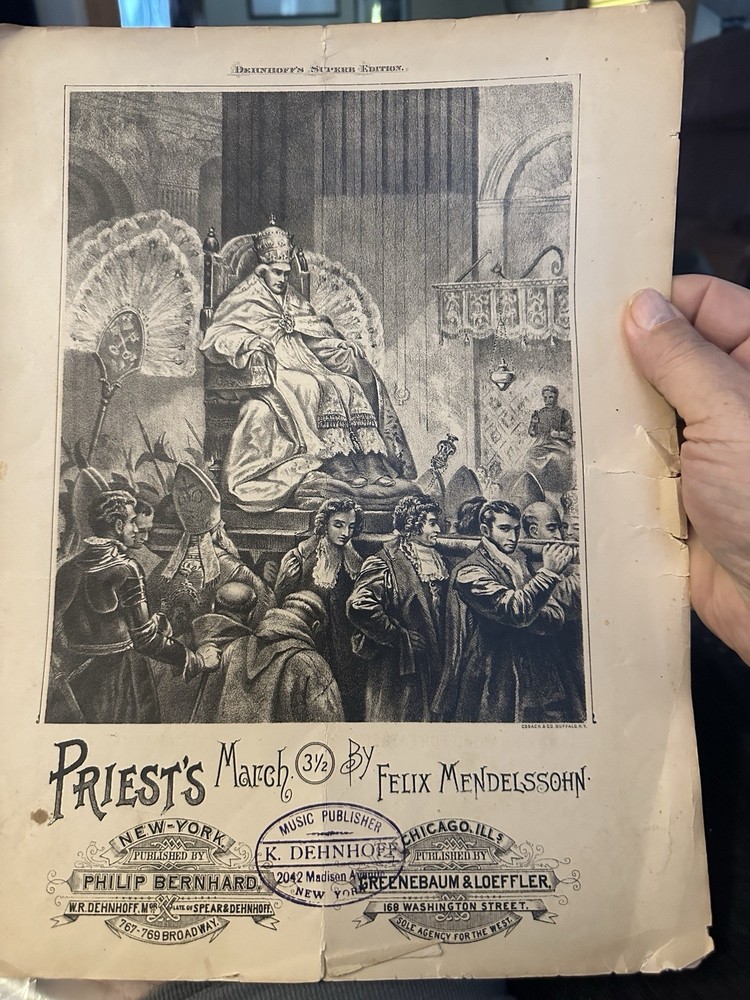 Undated 11x14 Roman Catholic Sheet Music PRIEST’S MARCH by Mendelssohn