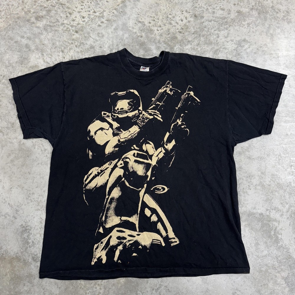 vintage Halo 3 Shirt Mens 2XL Black Master Chief Video Game aop