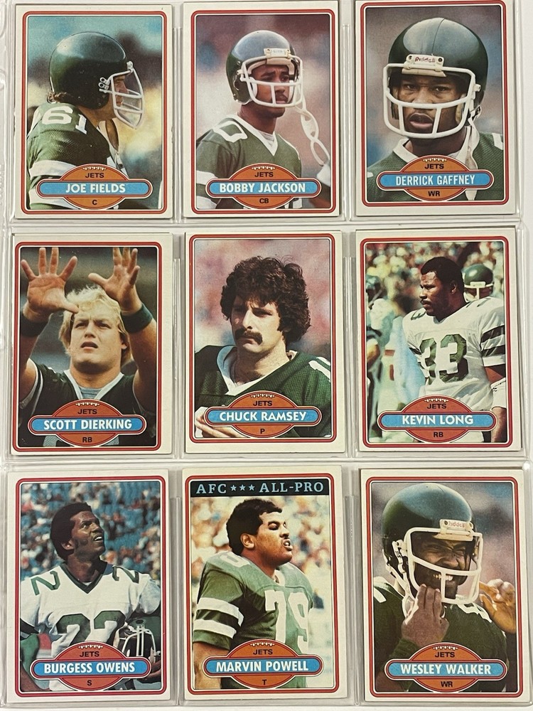 1980 Topps Football New York Jets Team Set - Lot Of 16 Cards