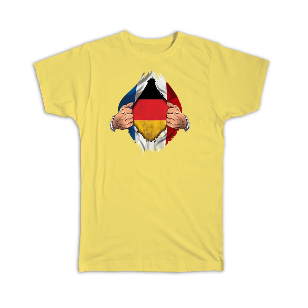 German Deutsch Pride T-Shirt with Germany & French Flag Design