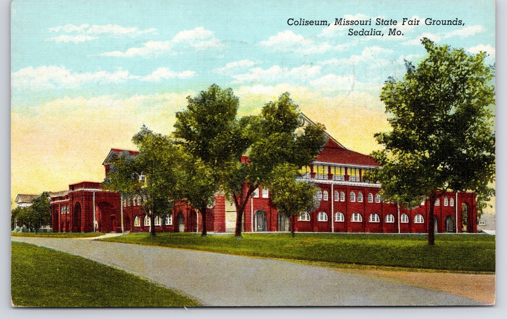 Sedalia Missouri~Coliseum Missouri State Fair Grounds~Vintage Linen Postcard