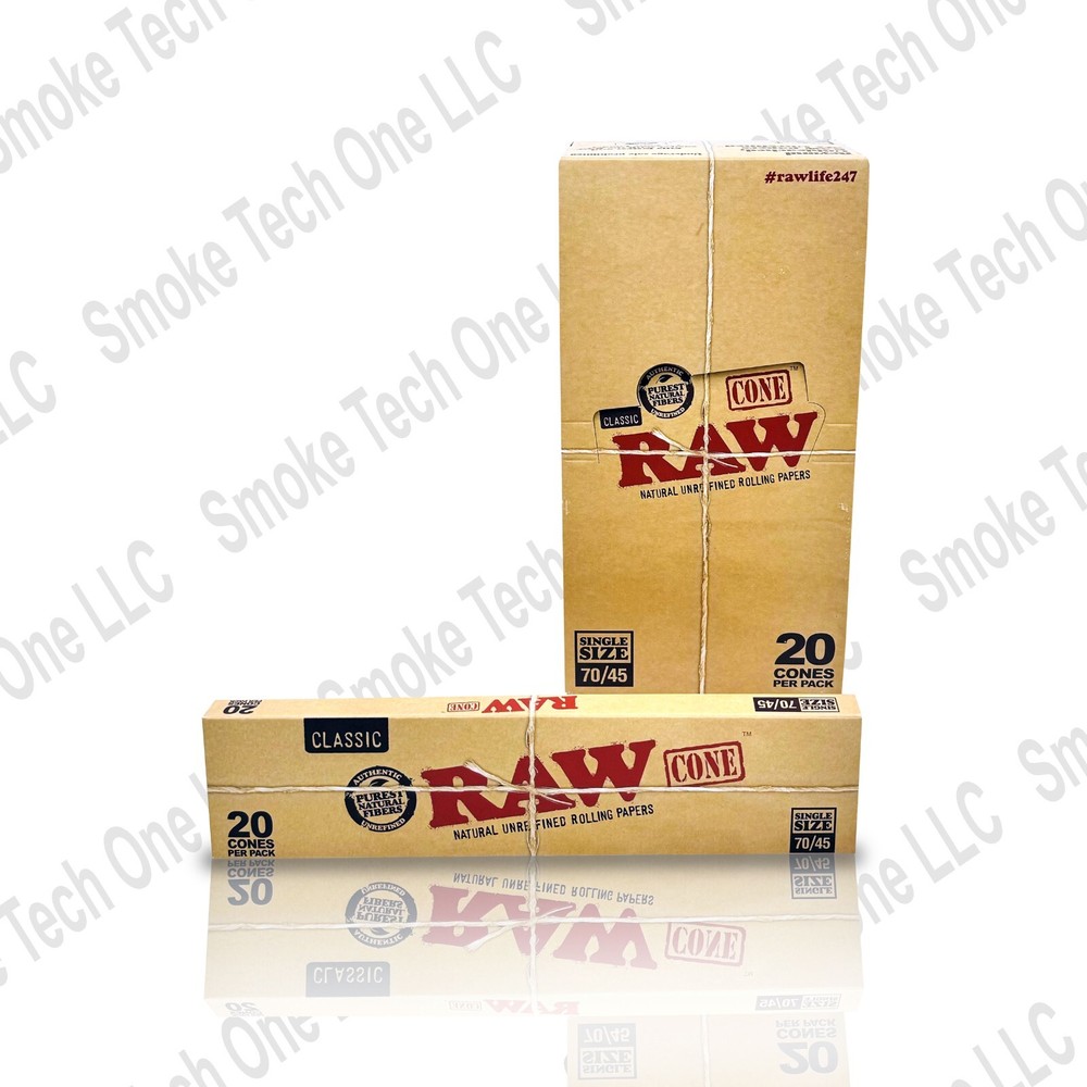RAW Cones Single Size 70/45 20 Pack 12PK Display for Smoking Enthusiasts