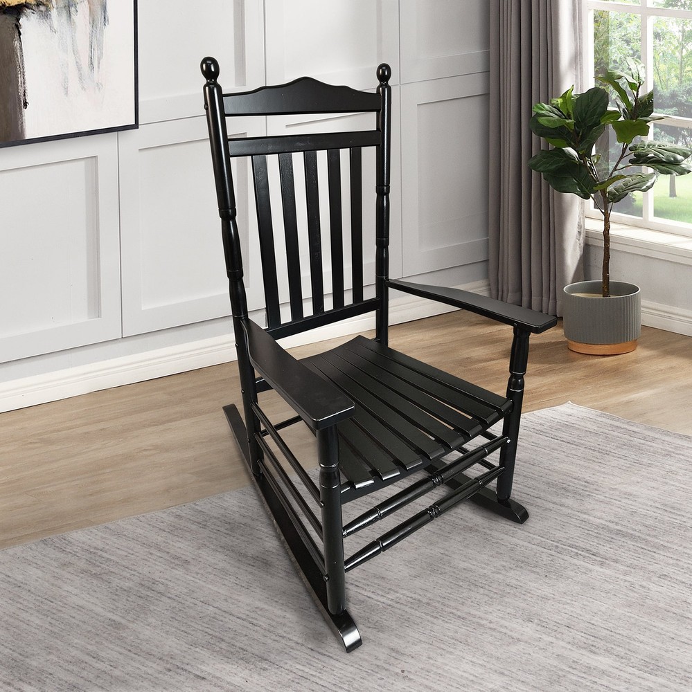 Relaxing Black Rocking Chair for Adults – Perfect for Porch or Balcony