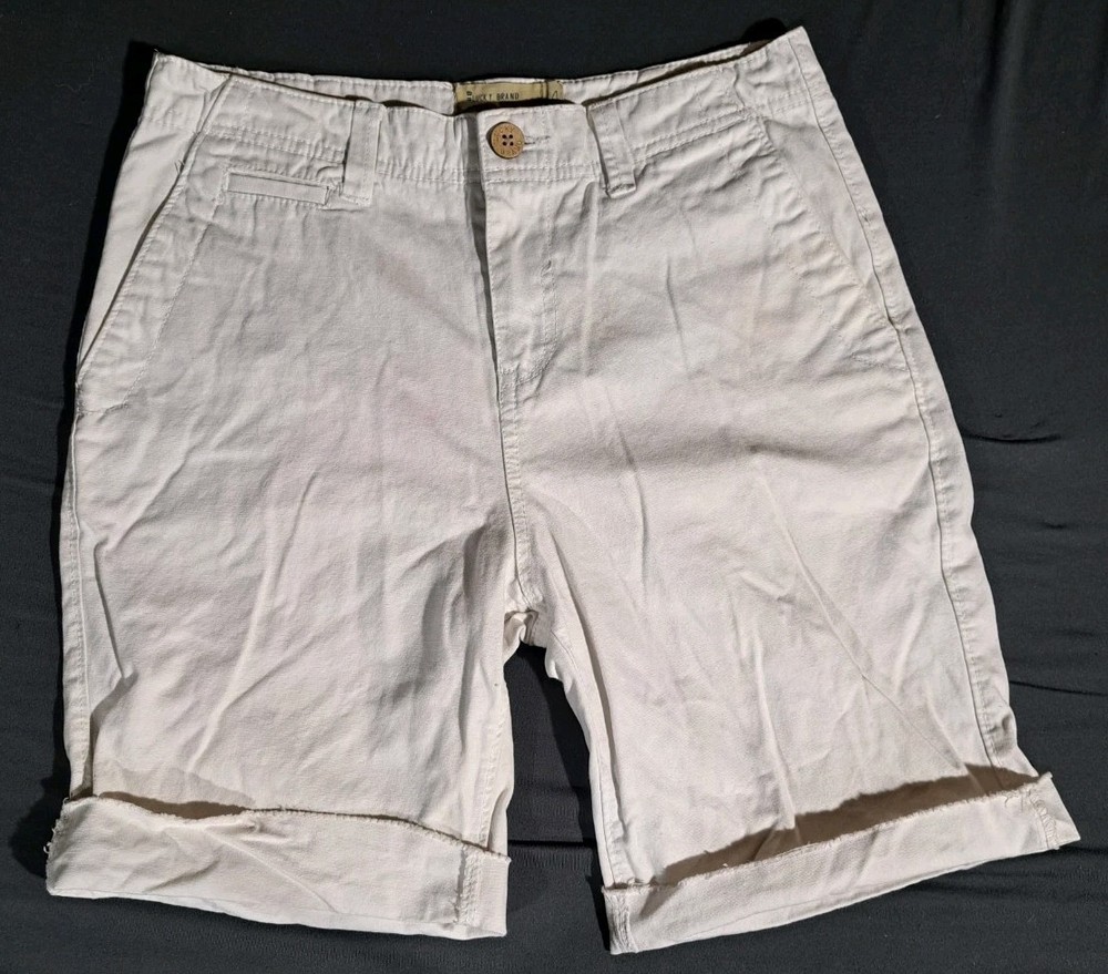 Lucky Brand Shorts Womens 4 White Riley Short Denim 10” Inseam High Rise