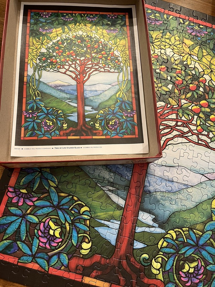 Tree of Life Stained Glass 275 Large Piece Jigsaw Puzzle Cobble Hill