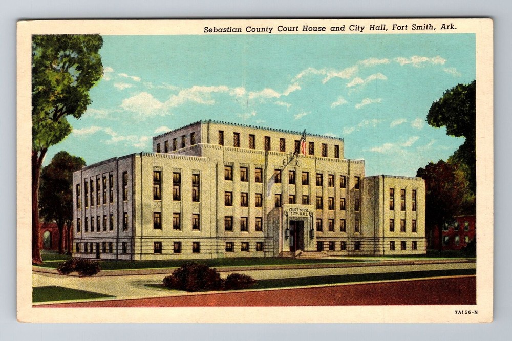 Fort Smith AR-Arkansas, Sebastian County Court House City Hall Vintage Postcard