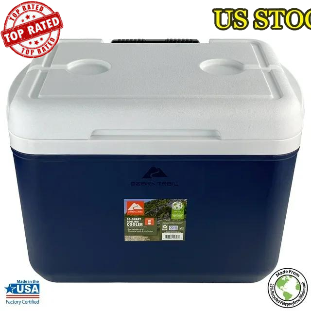 30 Quart Rolling Cooler 42-Can Capacity Telescopic Wheel Handles Eco-Friendly US