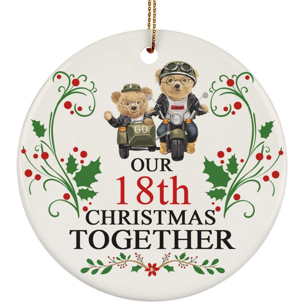 Funny Couple Bear Ornament Gift Decor 18th Wedding Anniversary 18 Year Christmas