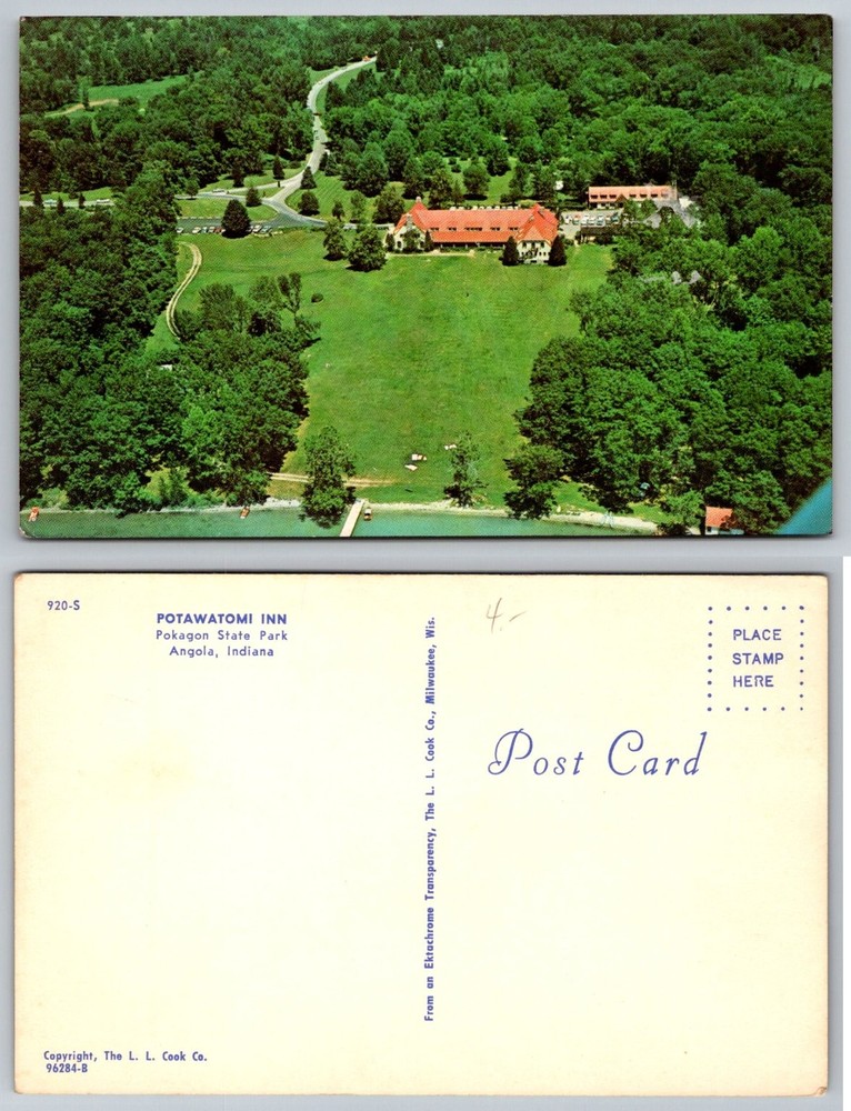 Potawatomi Inn Pokagon State Park Angola Indiana Aerial View Postcard