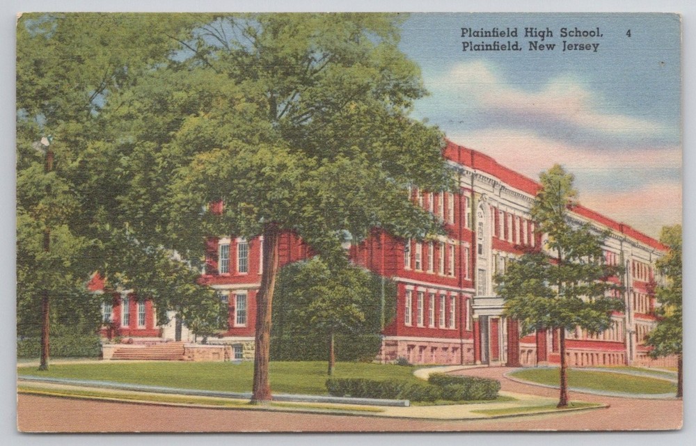 Plainfield High School NJ Postcard 1942 Tichnor View Vintage New Jersey