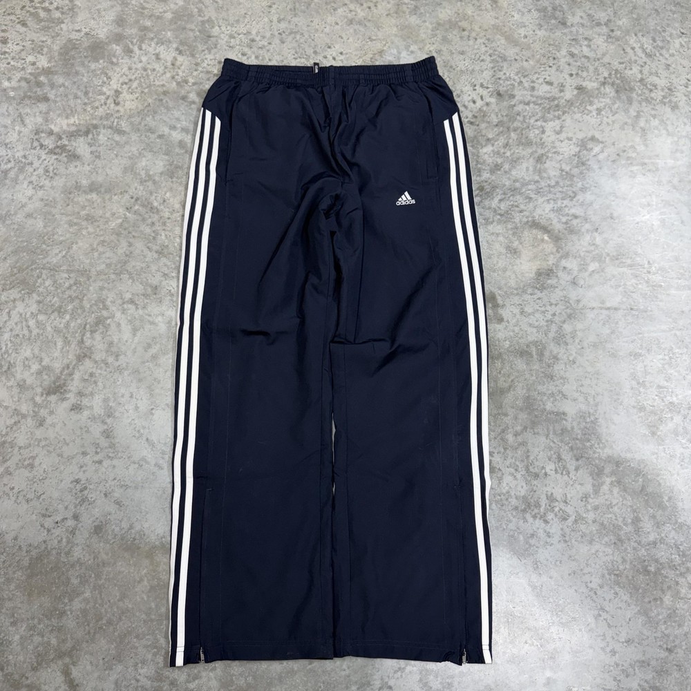 Adidas Track Pants Mens Medium Navy Blue Windbreaker y2k baggy wide leg skater