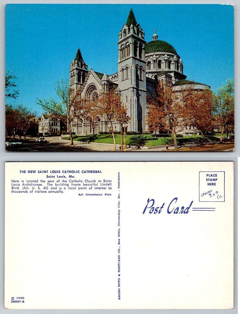 1960 St Louis MO New Catholic Cathedral Lindell Blvd Chrome Postcard