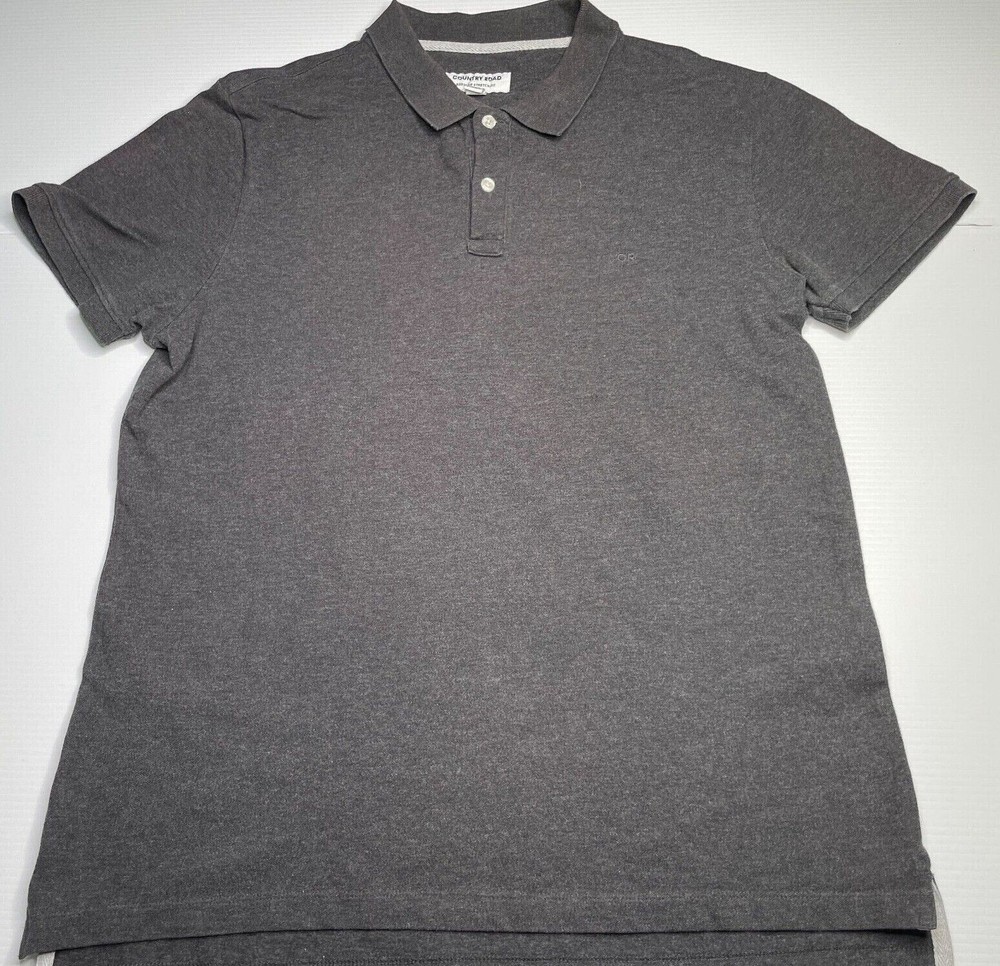 Men's Country Road Logo Polo Shirt - Grey Size M Summer Casual Fit