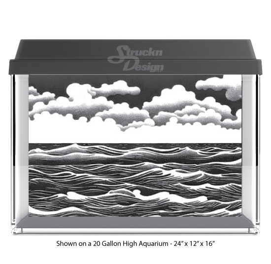 Wavy Ocean Polyester Aquarium Background for Fish Tank Glass