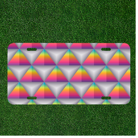 Custom Personalized Car License Plate Featuring Vibrant Colorful Triangle Background Design