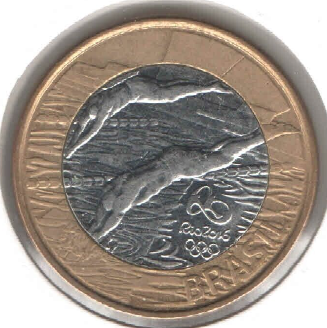 2016 Rio Olympics Brazil KM# 688 Swimming Commemorative Coin EB793
