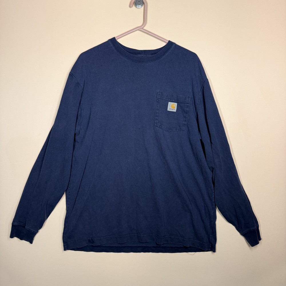 Carhartt Crew Neck Long Sleeve Tee T-Shirt Blue Men's Size Large L
