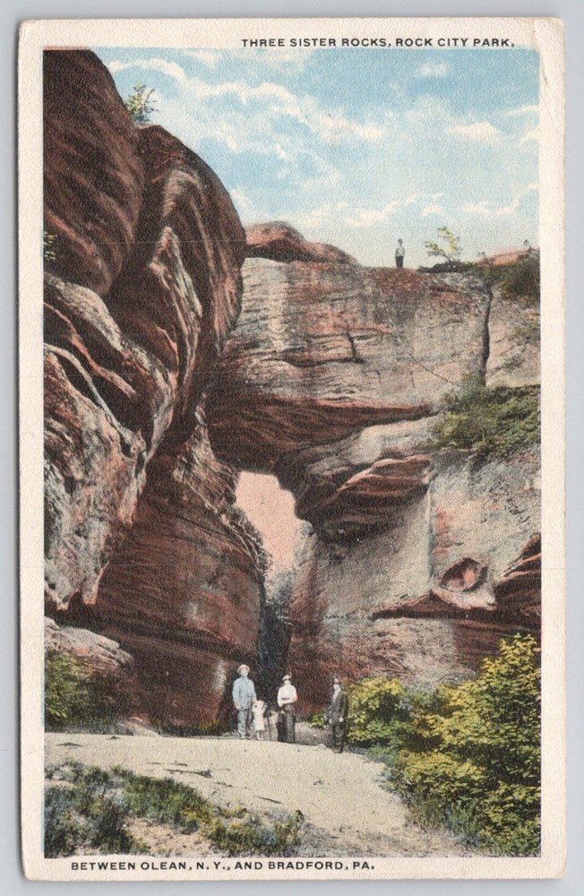 1916 Rock City Park Three Sister Rocks Bradford PA Olean NY Postcard