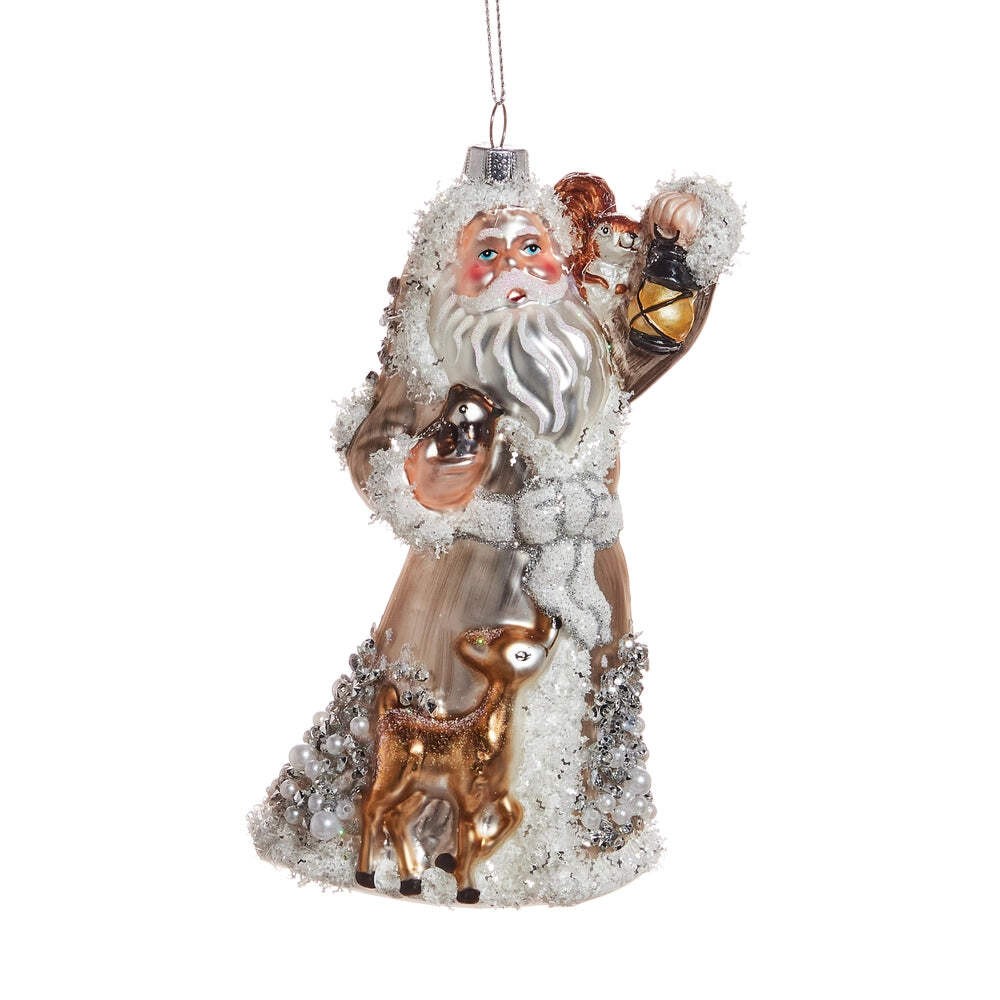 Woodland Santa Glass Ornament 6