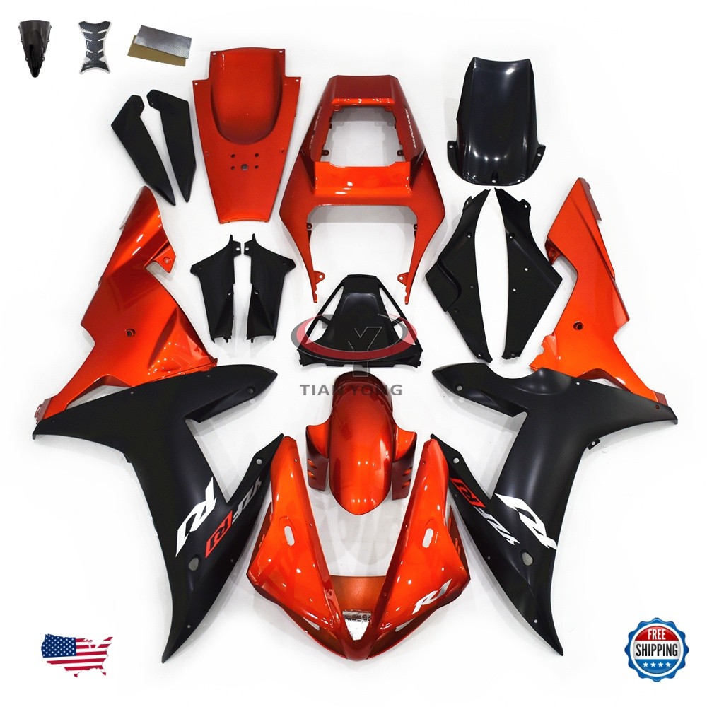 ABS Plastic Fairing Kit For Yamaha YZF1000 R1 2002 2003 Bodywork Orange Black