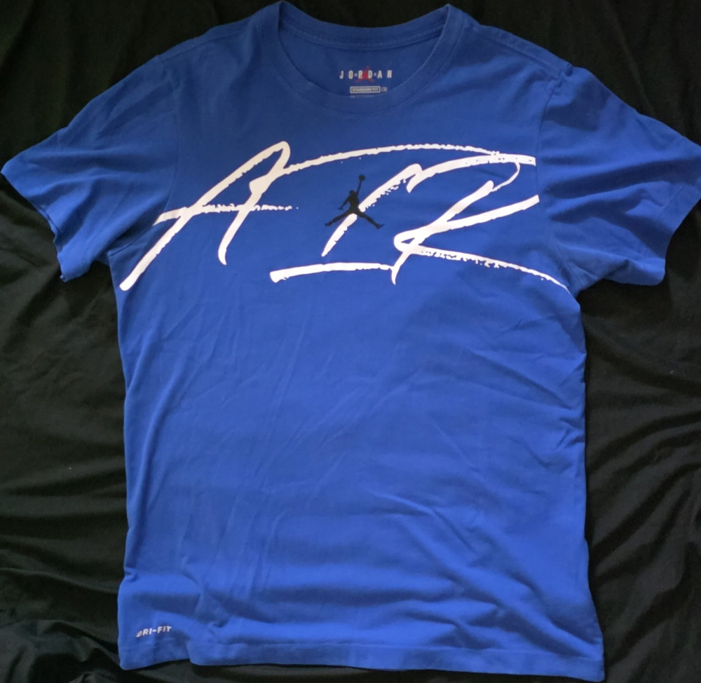 Jordan Mens M Blue Dri-Fit Graphic Logo Crew Neck Short Sleeve T-Shirt