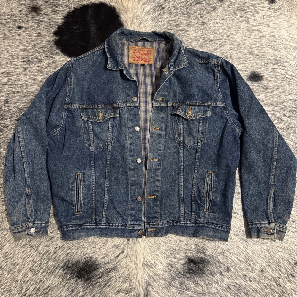 Vintage 90s Levi’s Denim Trucker Jacket 🇺🇸 Made in USA – Lined – Size Large