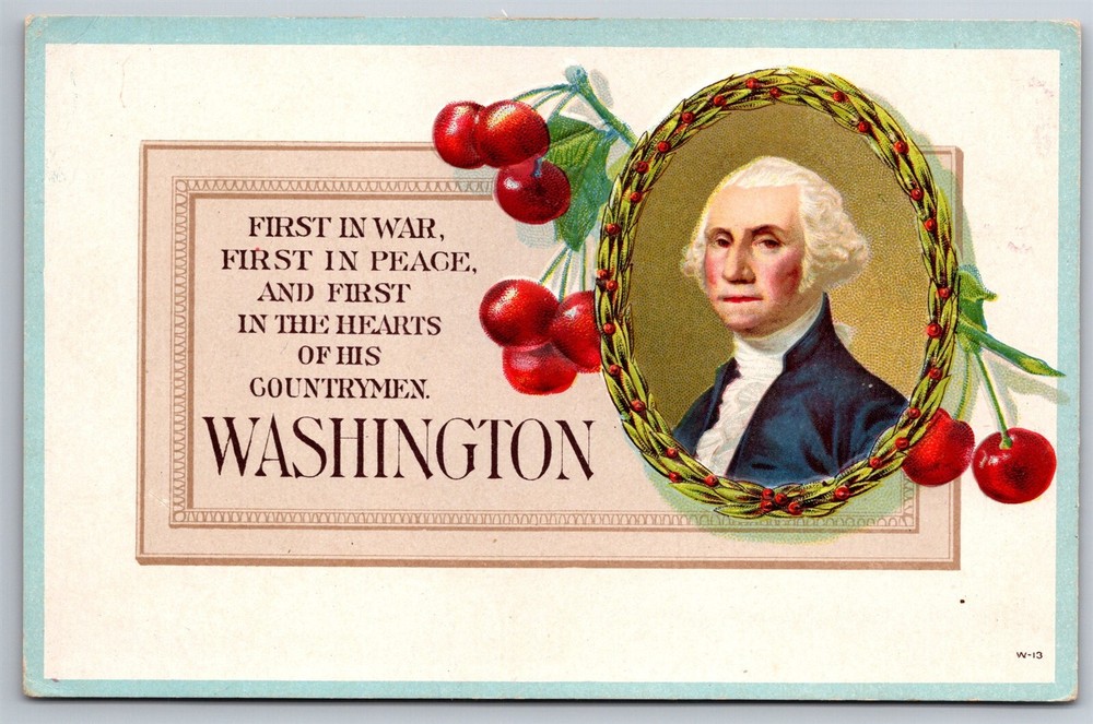 George Washington Patriotic 1st In War Peace Hearts Countrymen 1915 Postcard Y6