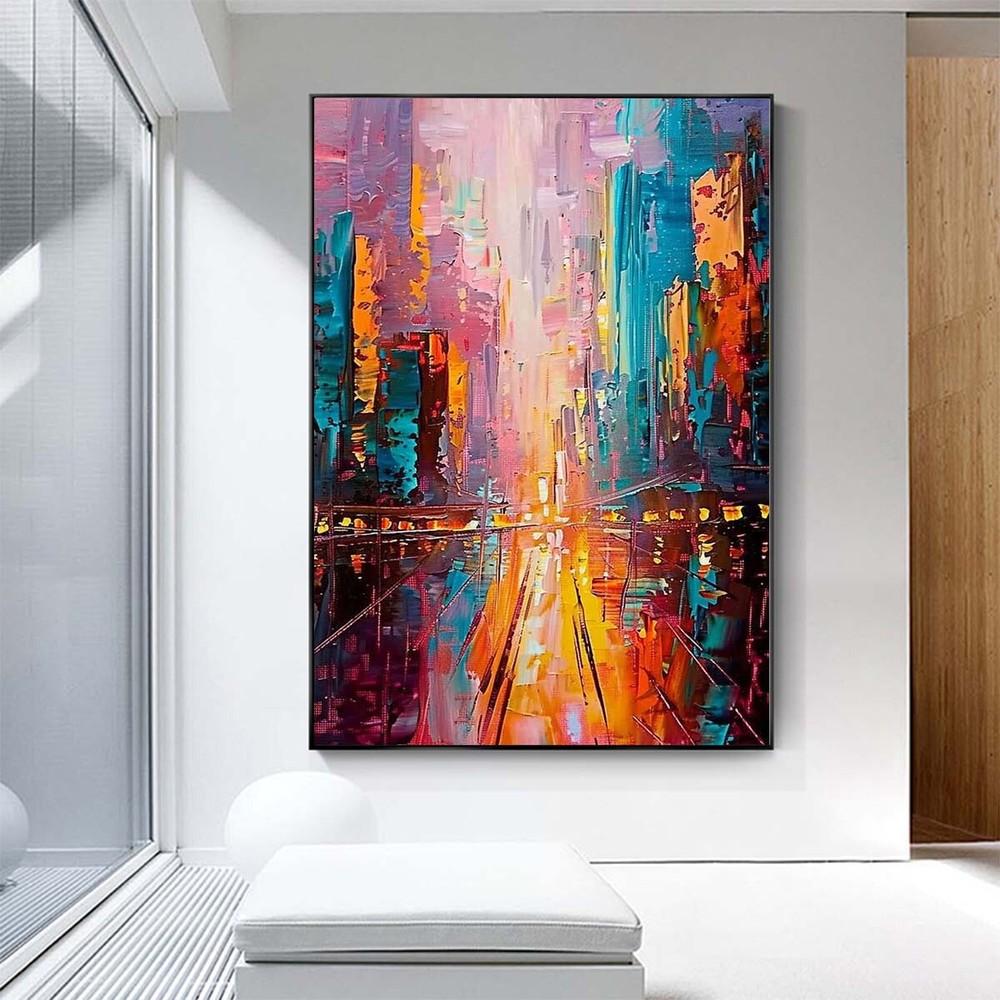 original Knife Handpainted Oil Painting On Canvas city Home Decoration wall #027
