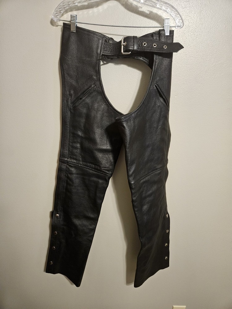 Leather Gallery Black Women's Motorcycle Chaps Size XXS Biker