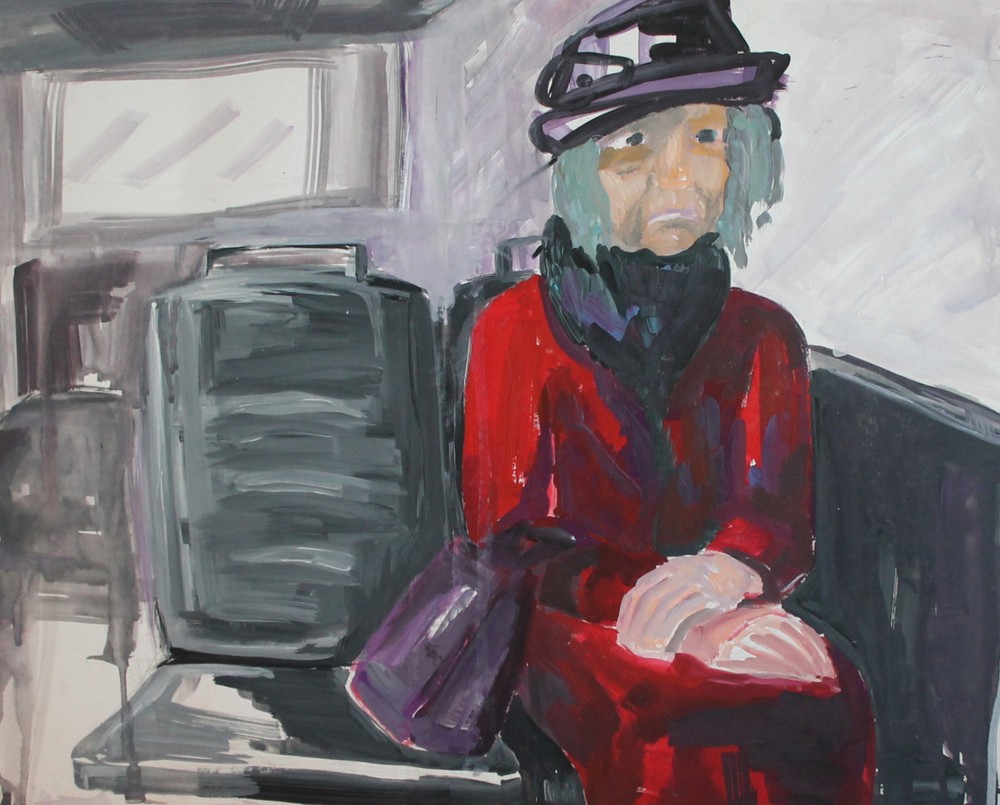 Vintage Expressionist Gouache Portrait Artwork for Modern Décor