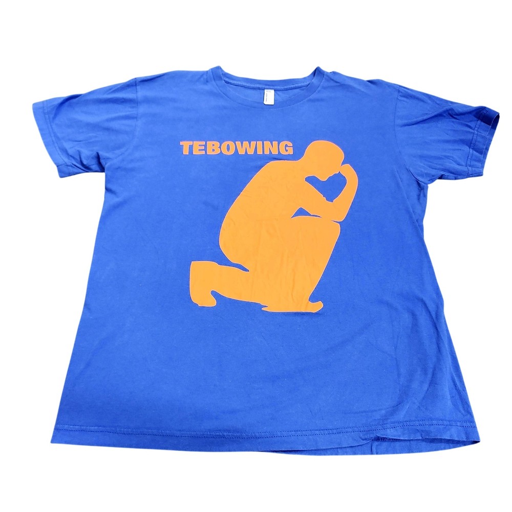 American Apparel Shirt Mens Large Blue Tebowing Graphic Tee Football Sports Top