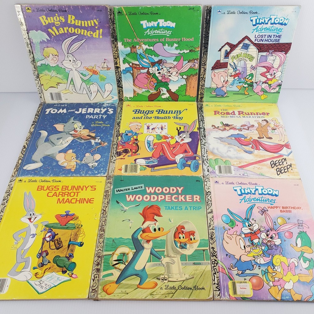 Lot of 9 Looney Toons A Little Golden Book Bugs Bunny Woody Tom Jerry Roadrunner