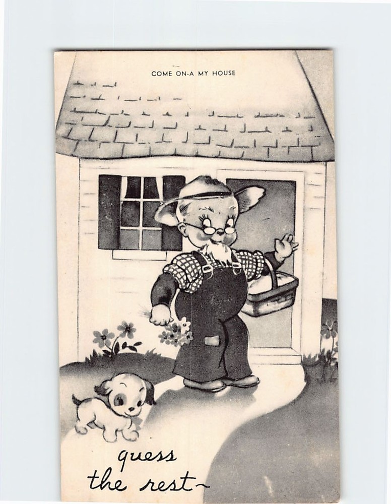 Postcard Come On A My House with Comic Art Print