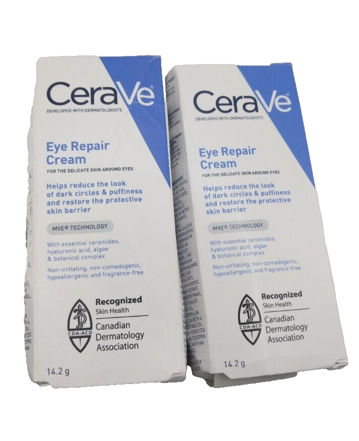 CeraVe Eye Repair Cream 14.2g 2X Pack Double Value Hydrating Under Eye Treatment