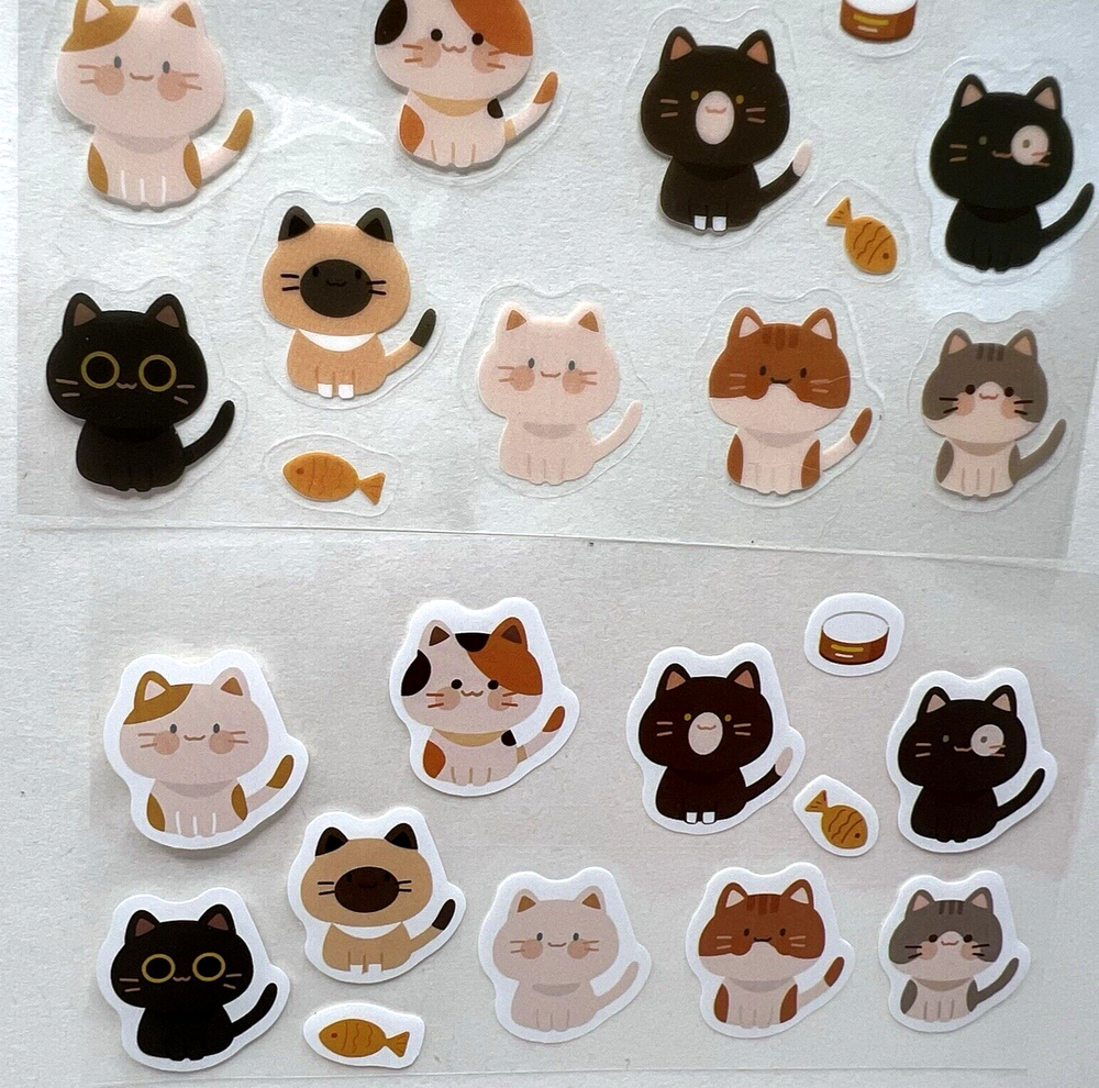 Cute Cat Stickers Scrapbooking Planners Journals Collage Cards