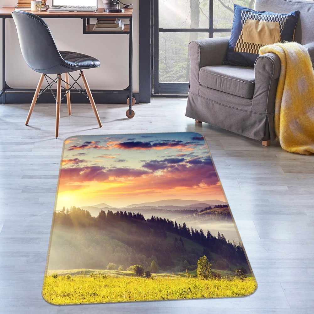 3D Mountain Trees ZHUC2645 Game Non Slip Carpet Mat Photo Carpet Amy