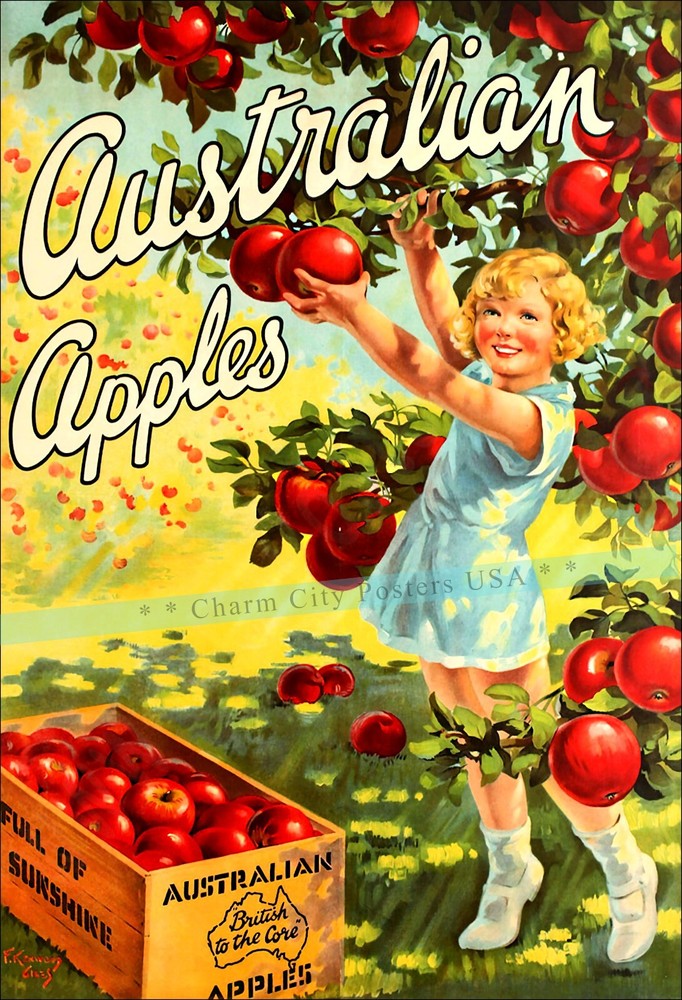 Australia 1930 Australian Apples Vintage Poster Print Retro Style Travel Art