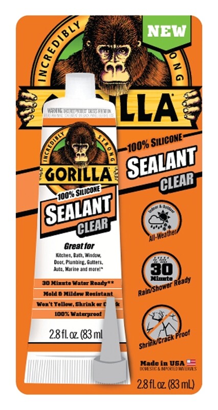 Gorilla 2.8 Oz. 100 Silicone Sealant Clear 8090002 3pk