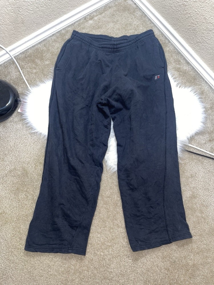 Vintage 90’s Russell Athletic Black Distressed Blank Baggy Sweatpants-Size Large