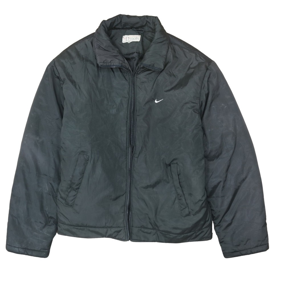 Nike Mens Puffer Jacket Black Embroidered Logo Full Zip Insulated Windbreaker XL