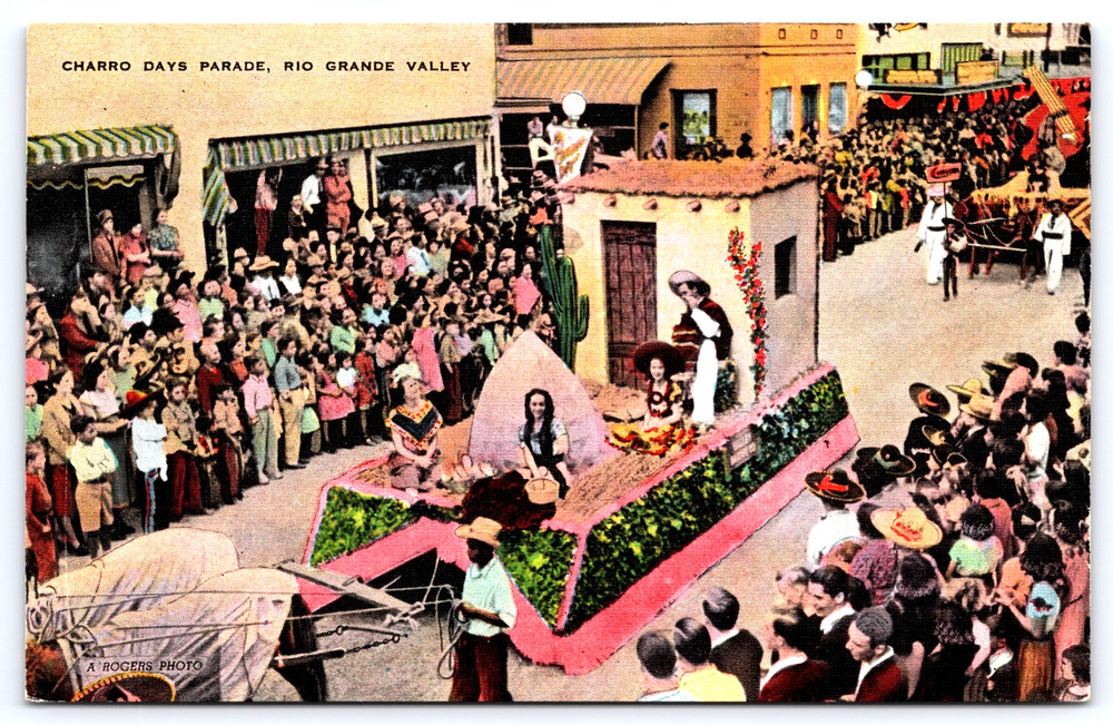 Vintage Postcard Rio Grande Valley Texas Charro Days Parade Float People