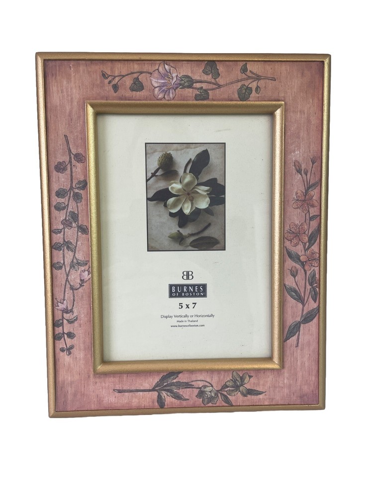 Vintage Burnes of Boston  Gold Floral Picture Frame 5X7 Made In Thailand