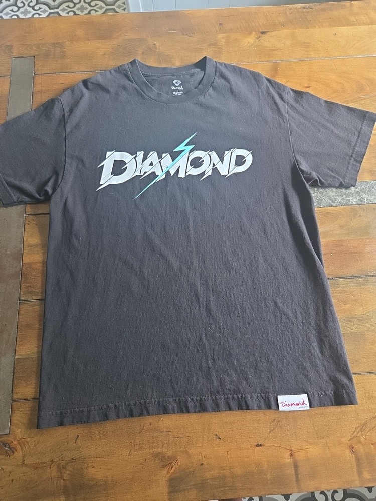 Diamond Supply Co. Flash Lightning Bolt Black Graphic T-Shirt Men's Large 21x28