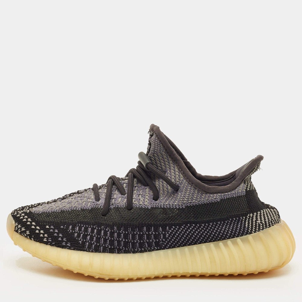 Yeezy x Adidas Boost 350 V2 Size 38 BlackGrey Knit Fabric Low Top Sneakers