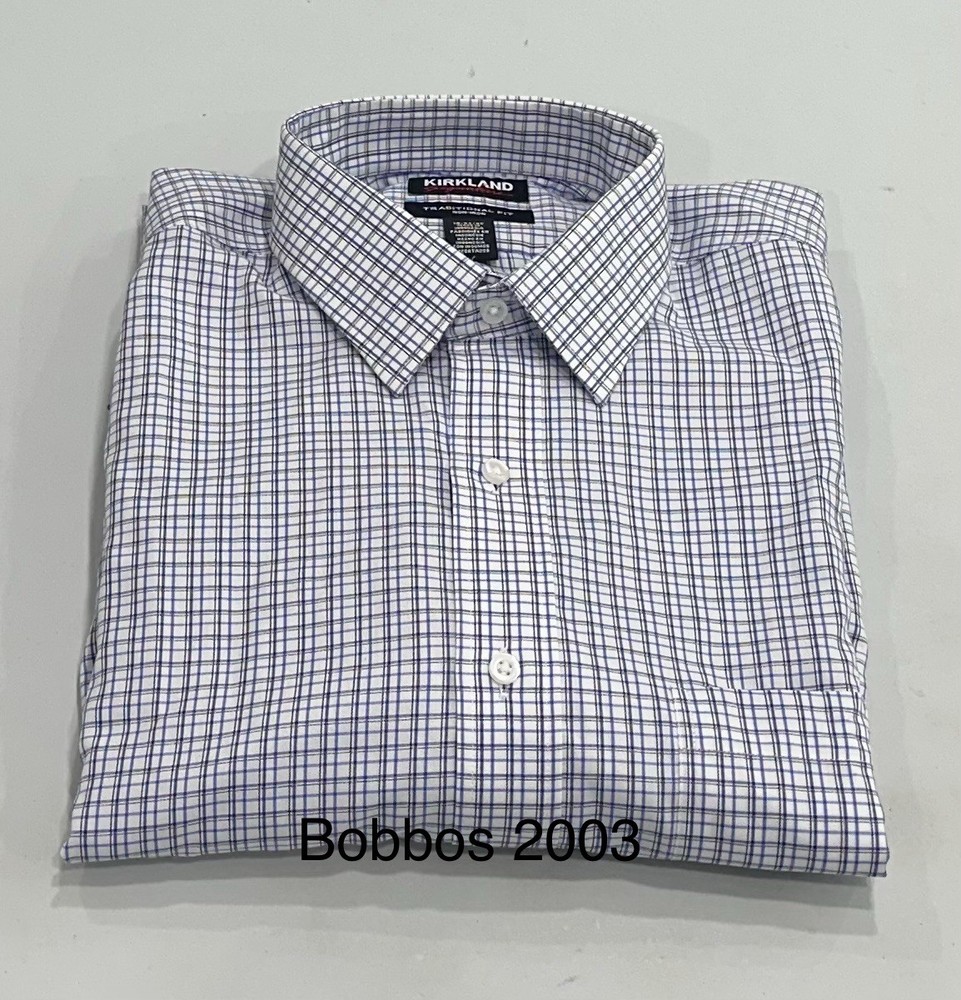 Kirkland Signature Men's Traditional Fit Non-Iron Dress Shirt, Multi, 16-34/35