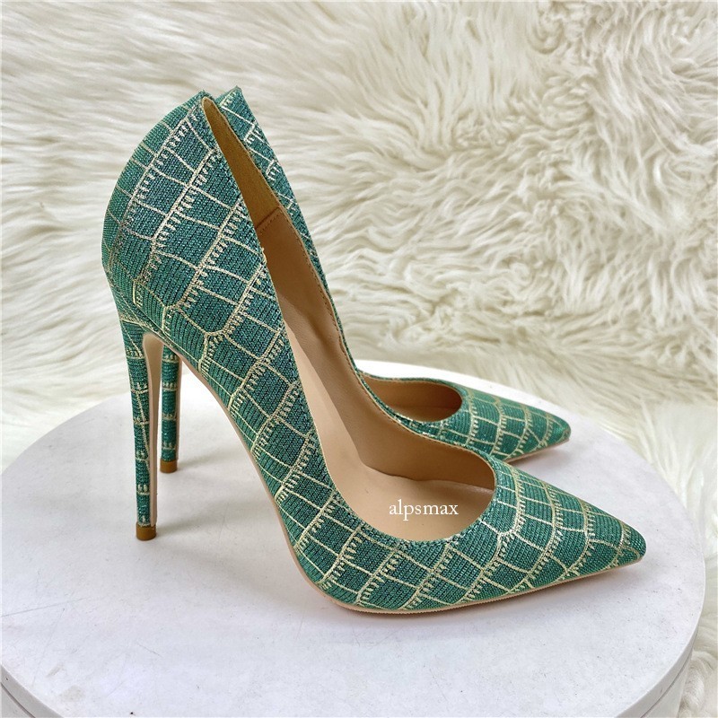 Womens Pointed Toes Thin Heels High Heels Sequined Shallow Mouth Banquet Shoes
