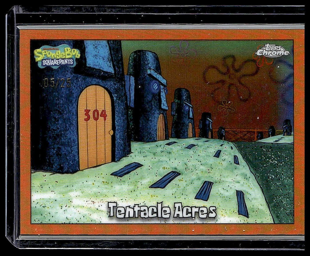 2025 Topps Chrome SpongeBob SquarePants Tentacle Acres Orange Refractor /25 #106