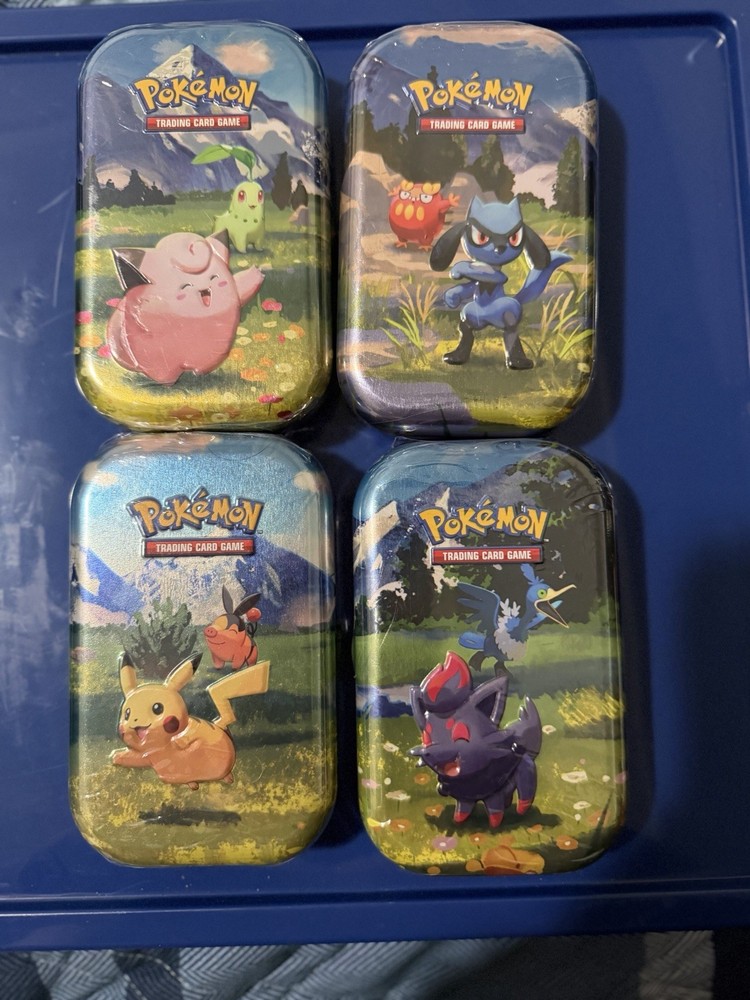 Pokémon TCG Mini Tin lot of 4 - Pikachu Riolu Clefairy Chikorita Tin