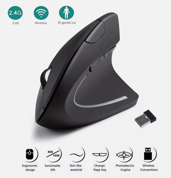 Ergonomic 2.4GHz Wireless Mouse with 3 Adjustable DPI 6 Buttons